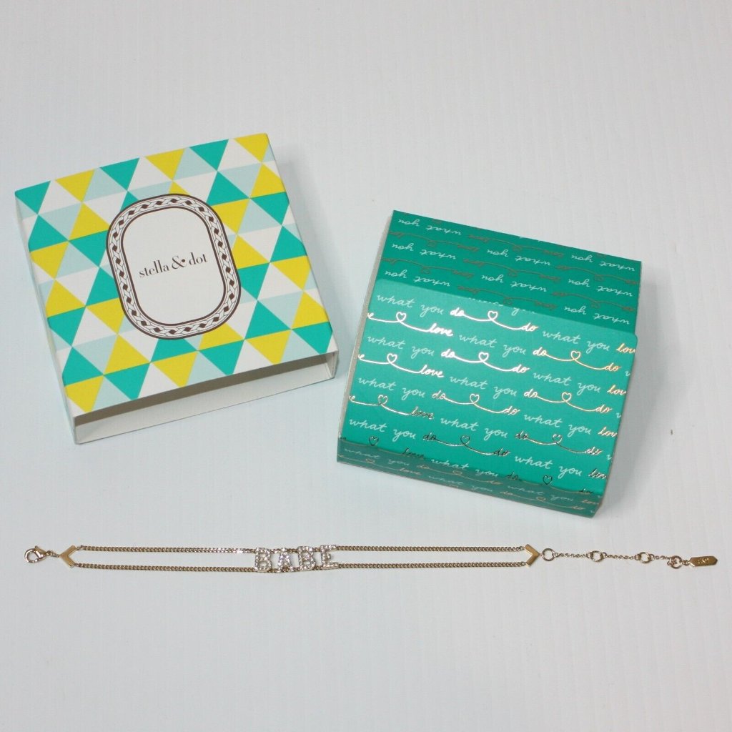 Stella  Dot Boss Babe Bracelet Gold With Pav Crystals Brand New Msrp 49